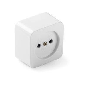 Famatel Base de superficie 16A sin toma de tierra con portacontactos en porcelana