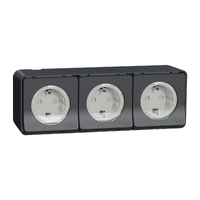 Schneider Mureva Styl - Enchufe 2P+T triple - Superficie - 16A - IP55 - Gris MUR36038