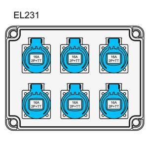 IDE COFRET DERIVACIÓN IP54 CON TOMAS DE CORRIENTE (EL231) Referencia: 41177