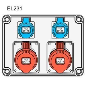 IDE COFRET DERIVACIÓN IP54 CON TOMAS DE CORRIENTE (EL231) Referencia: 42054
