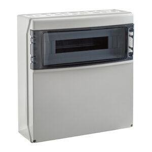 IDE COFRET IP65 PARA TOMAS DE CORRIENTE 1x18 MÓDULOS VENTANA TRANSPARENTE Referencia: CSN18PT