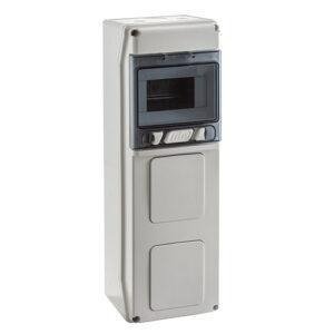 IDE COFRET IP65 PARA TOMAS DE CORRIENTE 1x6 MOD TAPAS PRETROQUELADAS VENTANA TRANSPARENTE Referencia: PCSN6PT