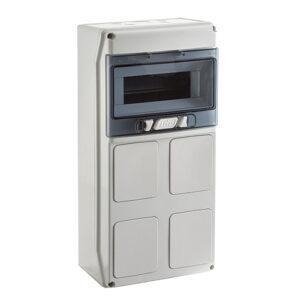 IDE COFRET IP65 PARA TOMAS DE CORRIENTE 1x9 MÓD. TAPAS PRETROQUELADAS VENTANA TRANSPARENTE REGLETA N&T Referencia: PCSN9PT/RR