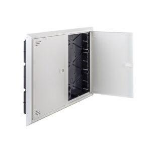 IDE ICT RTR 500x600x80 BASE PLÁSTICA - PUERTA METÁLICA EMPOTRAR PARED CONVEN. + BASE TIPO SCHUKO DOBLE Referencia: RTR50608PMEK