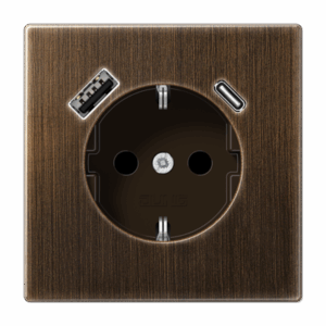 Jung Enchufe con USB-AC LS latón antik