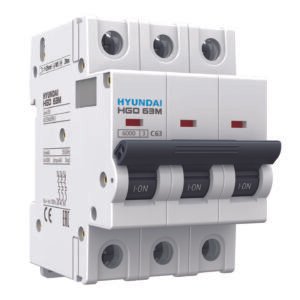 Interruptor magnetotérmico Hyundai Electric HGD 3P 16 A Curva C 10 kA para cuadro eléctrico - HGD63-P3P016C