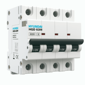 Interruptor magnetotérmico Hyundai Electric HGD 4P 10 A Curva C 10 kA para cuadro eléctrico - HGD63-P4P010C