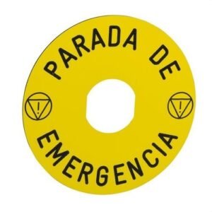 Schneider ZBY8430 Etiqueta circular pulsador seta "PARADA EMERGENCIA"